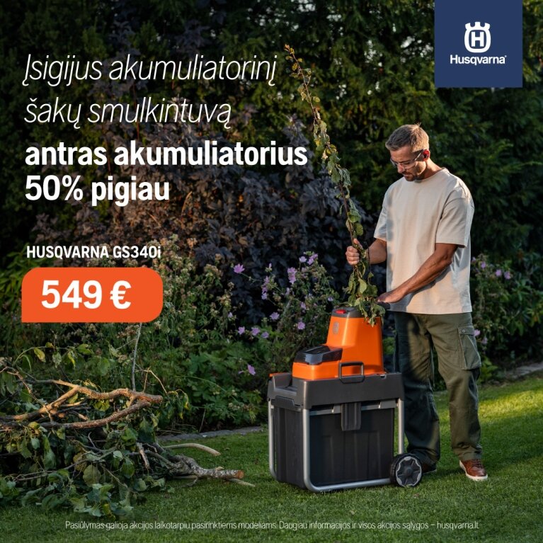 Husqvarna akumuliatorinis šakų smulkintuvas 202609